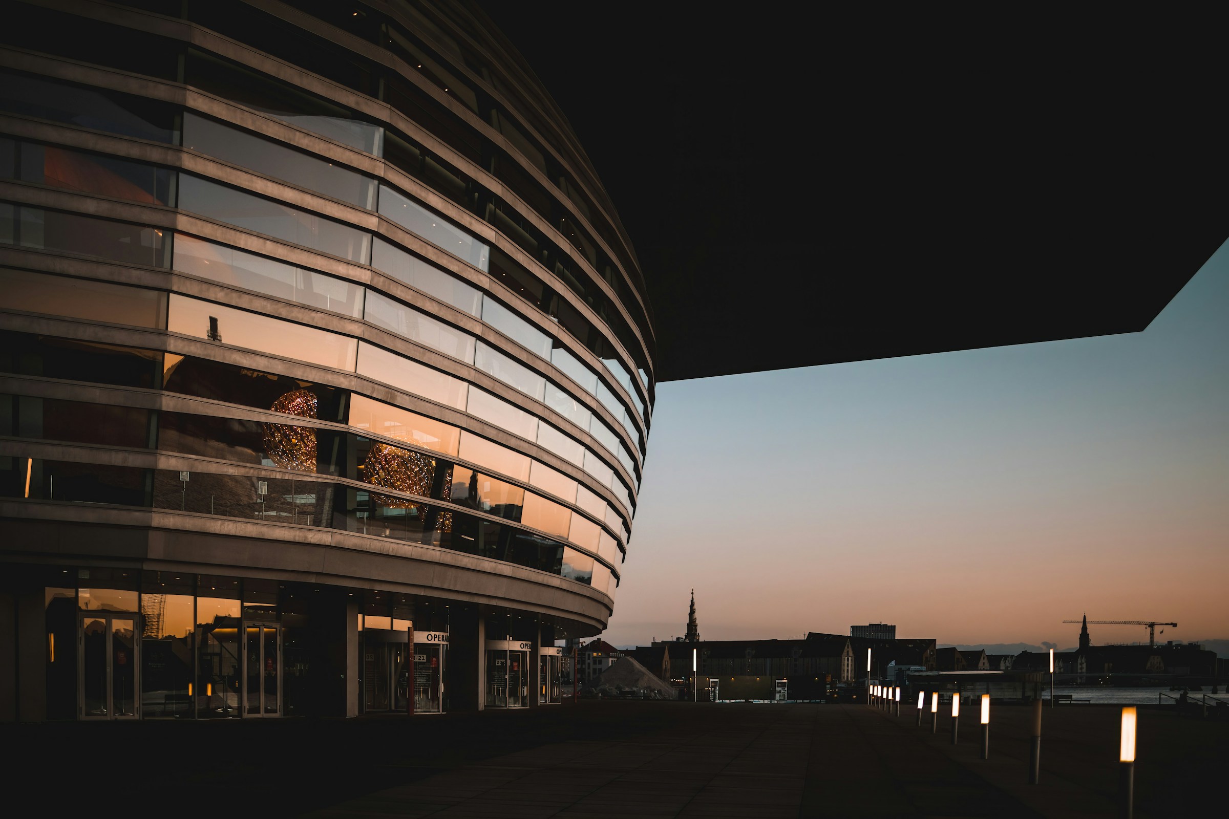 Contemporary architecture in warm evening light